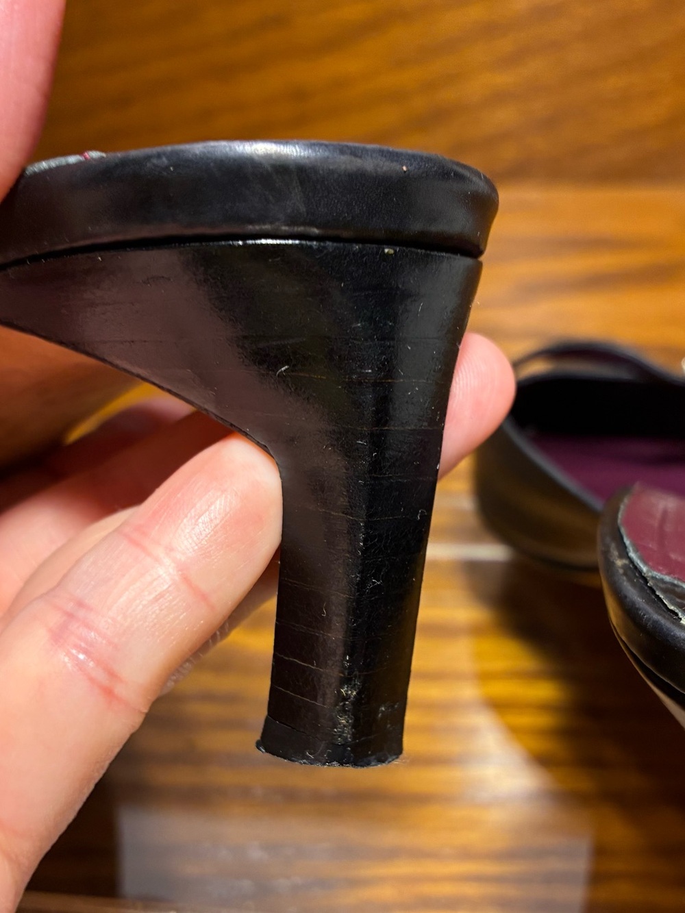 Y2K VTG Ralph Lauren ITALY MADE Perforated Toe Mary Jane Mules Black Leather 6 - Picture 12 of 16